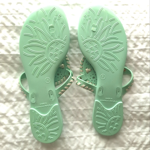 JACK ROGERS Women's Seafoam Green Georgica Jelly Boho Thong Sandals Size 8 - Picture 11 of 12